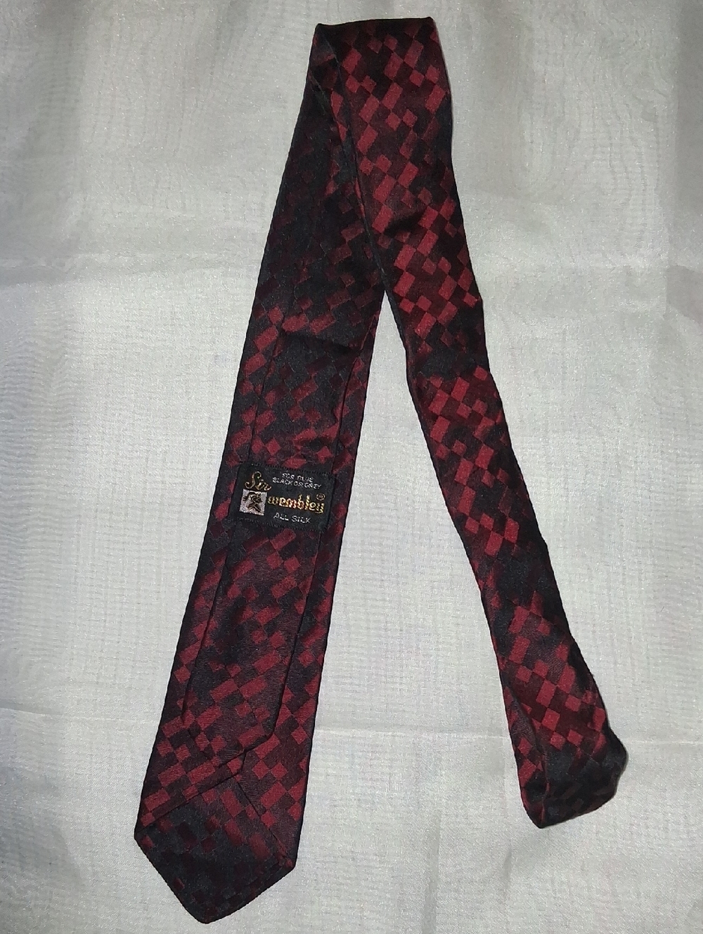 Wembley Red and Black Checker Silk Tie